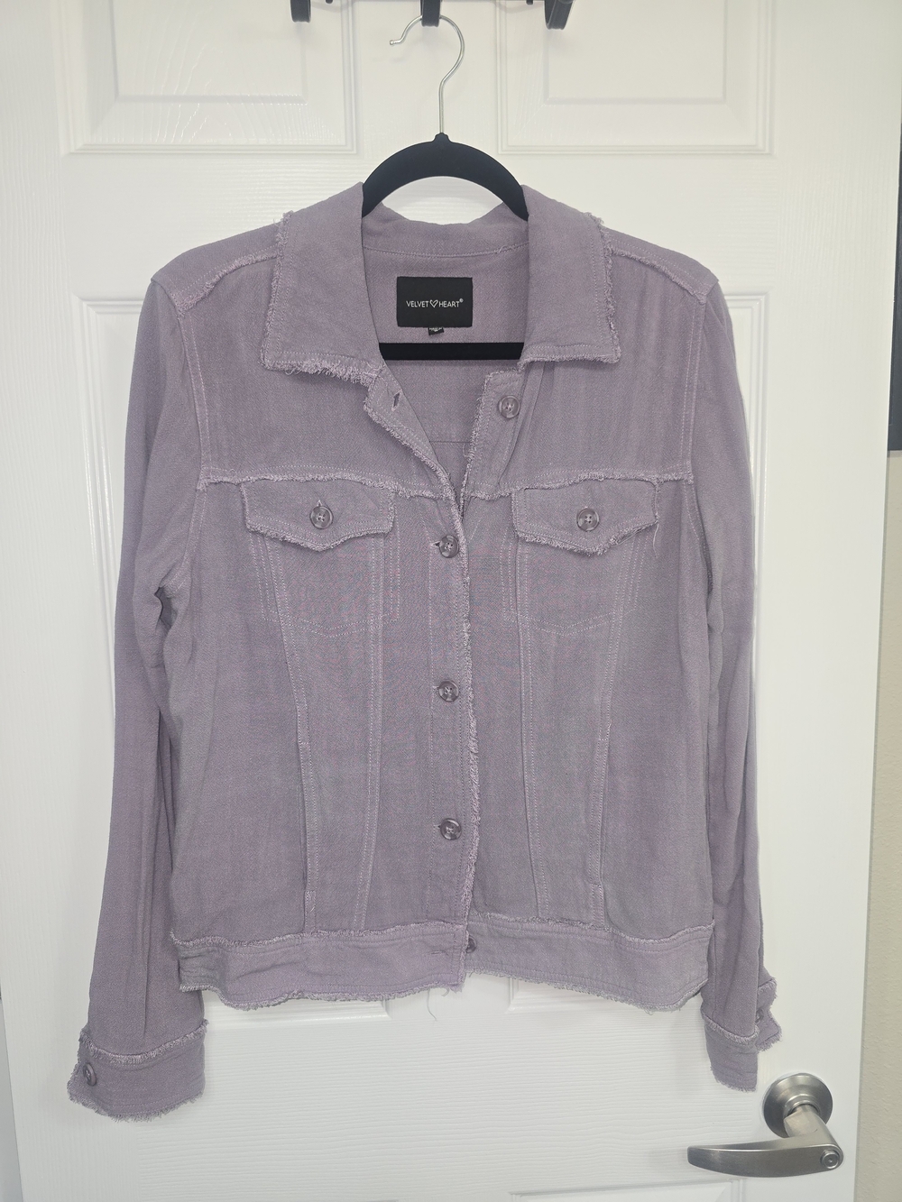 Velvet Heart Lavender Button-Front Jean Jacket